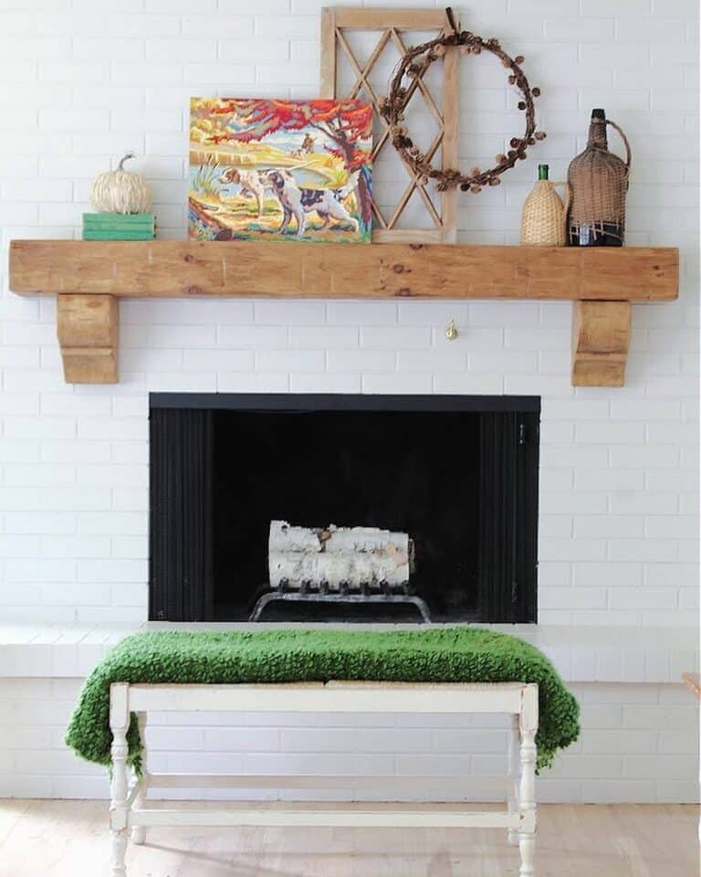 White-stone Fireplace in the Living Room
