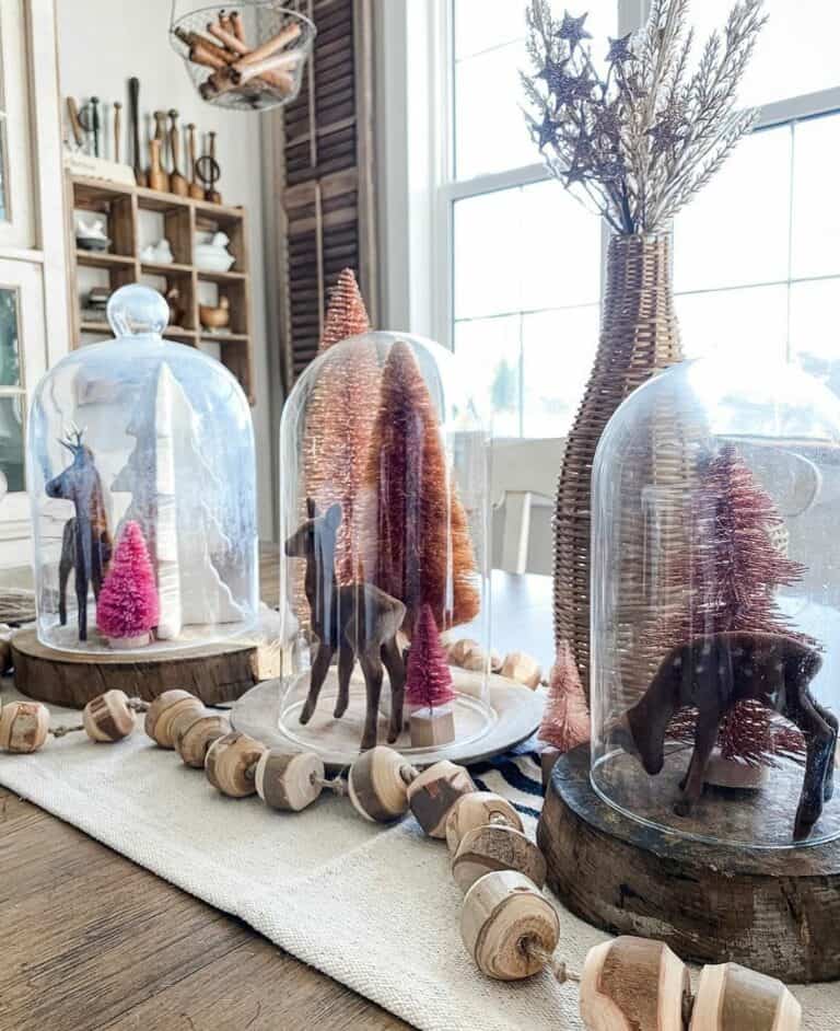 Wicker Vase Centerpiece Filled With Stars