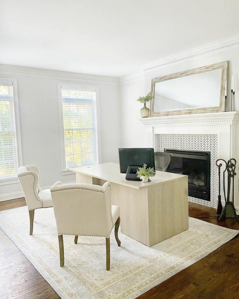 Wingback Chairs Enhance Desk Décor