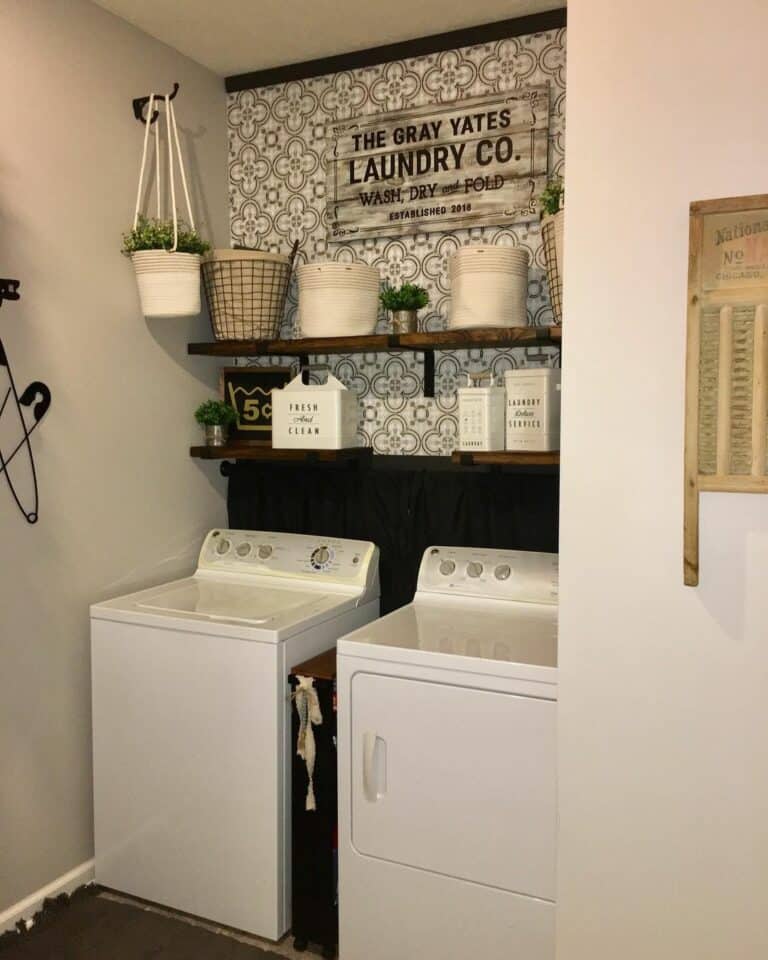 Wood Caddy Storage Ideas for Between a Washer and Dryer