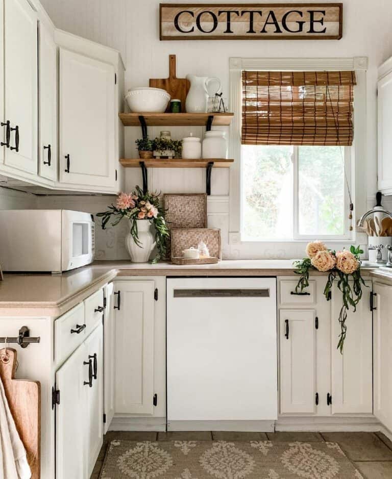 Wood Cottage Open Shelving Kitchen