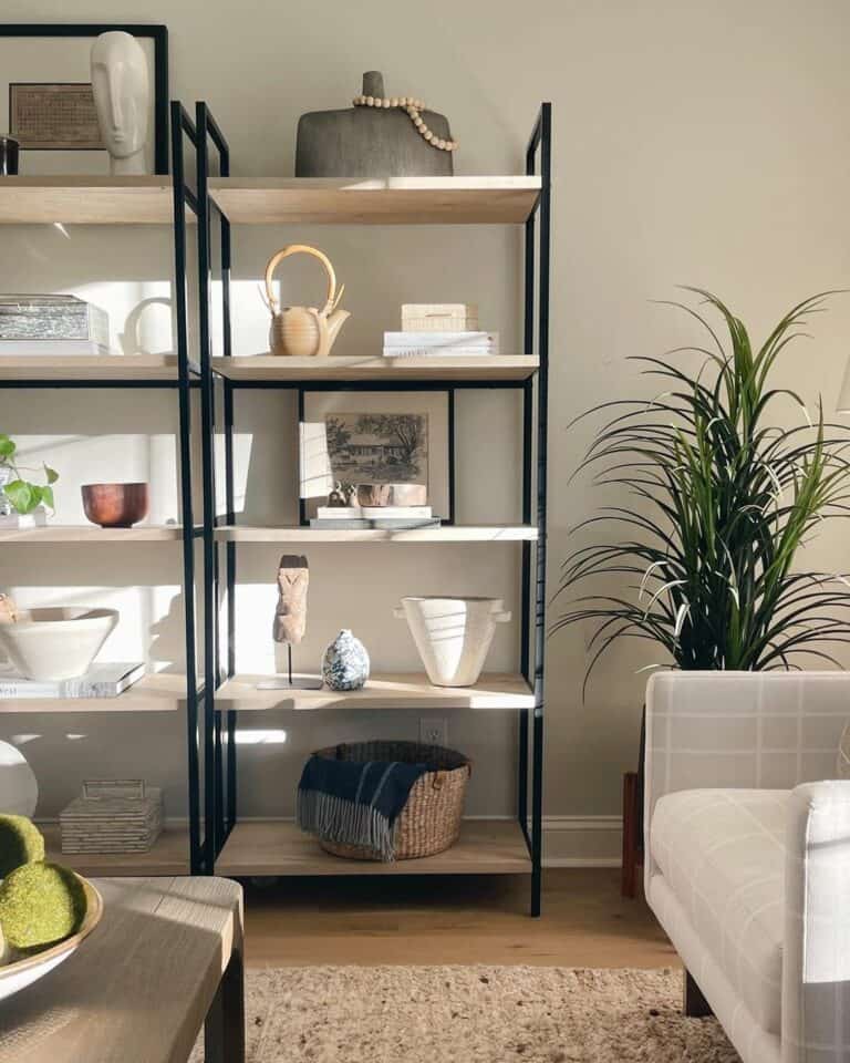 Wood and Metal Open Shelving