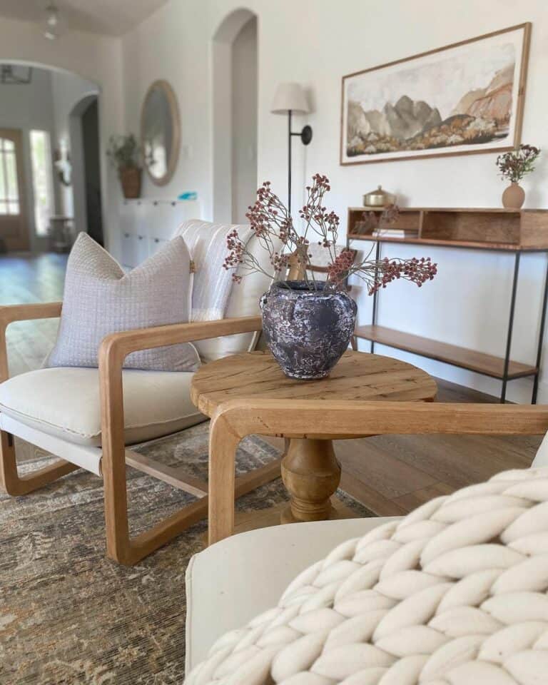 Wood and White Armchairs