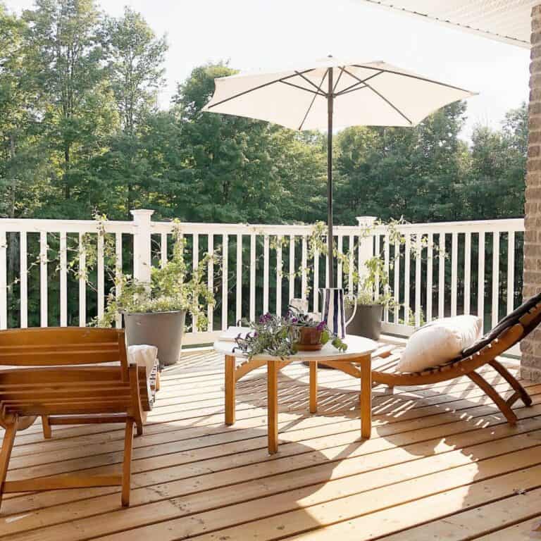 Wooden Deck With Teak Loungers