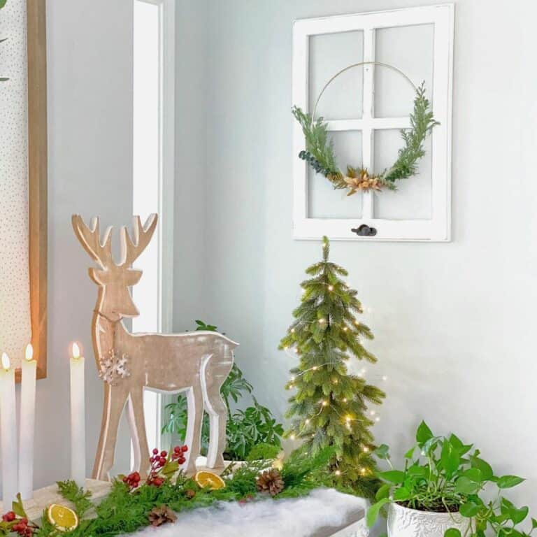 Wooden Deer Christmas Decoration for Bench
