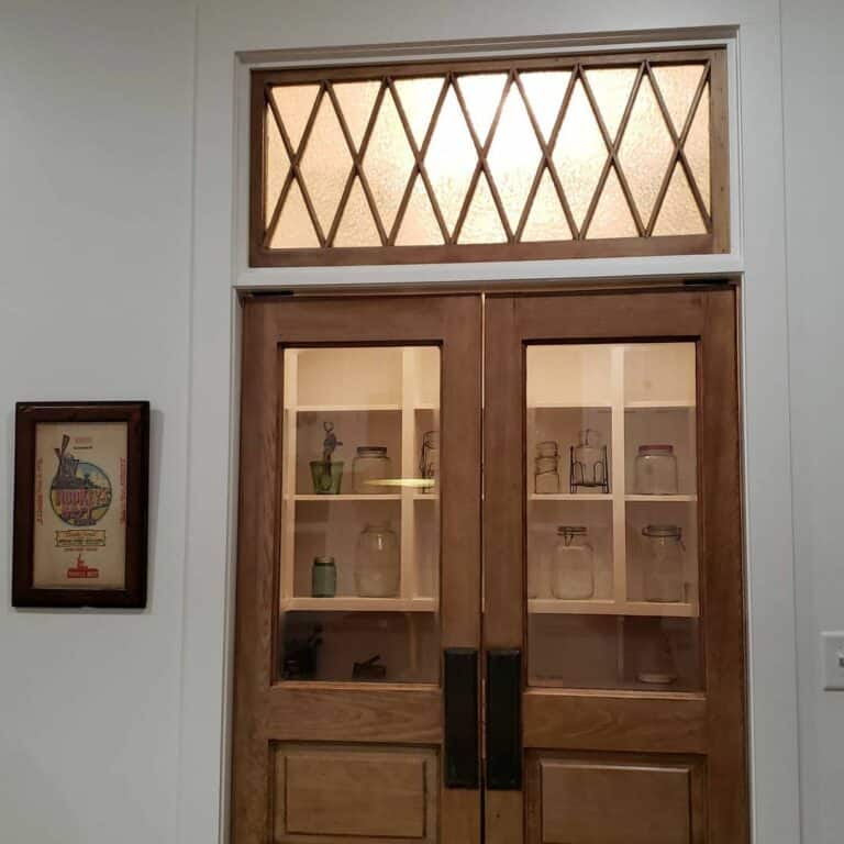 Wooden Double Pantry Doors With Transom Window