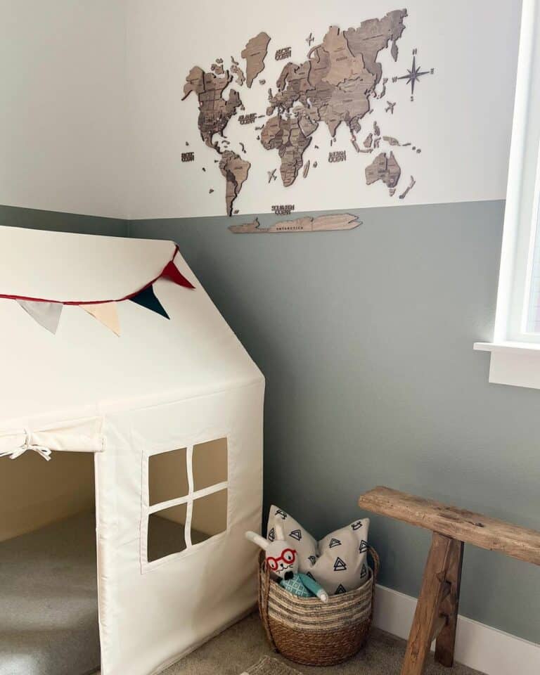 Wooden Map Wall Décor for Playroom