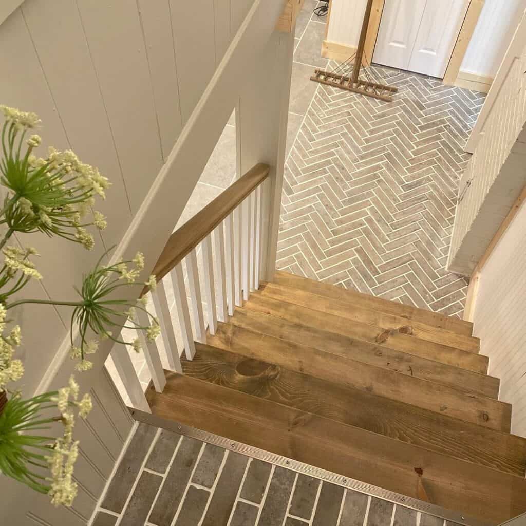 Wooden Stairs Leading To Basement Floor