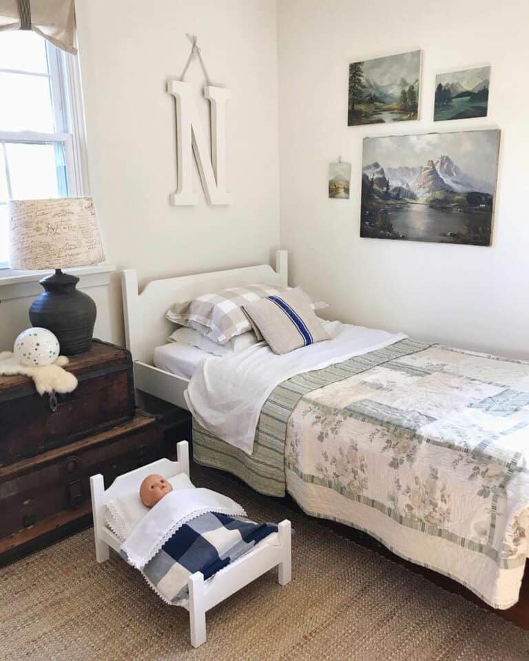 Wooden Trunks and a White Doll's Bed