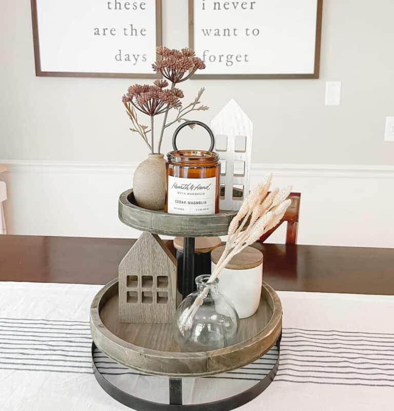 Wooden Two-tiered Tray With Rustic Décor