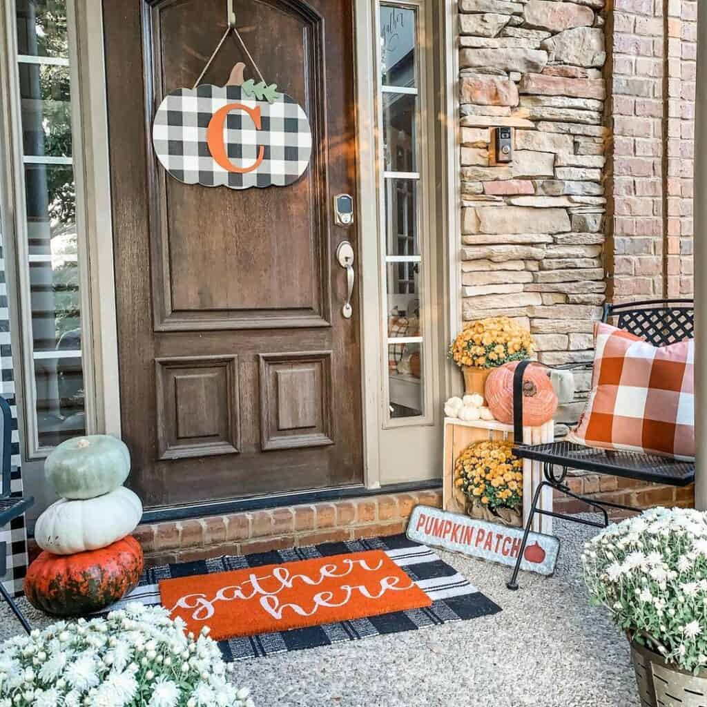 Wooden and Fall-themed Front Porch