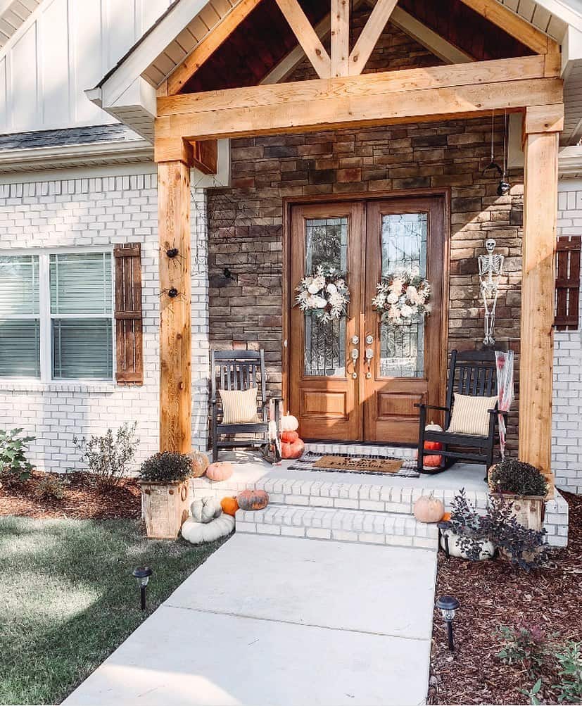 Wooden-themed Front Porch Decked Out for Halloween - Soul & Lane
