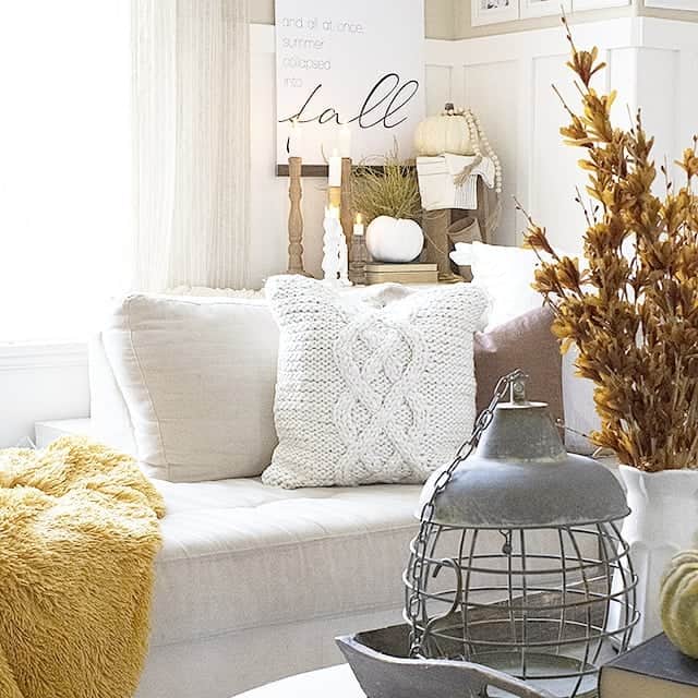 Yellow Décor in Chic Cream Living Room