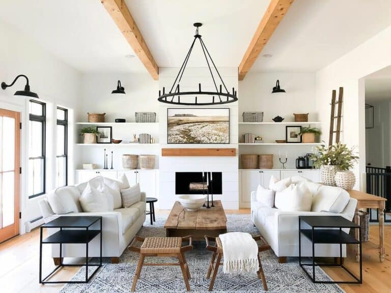 Airy Living Room With Exposed Beams