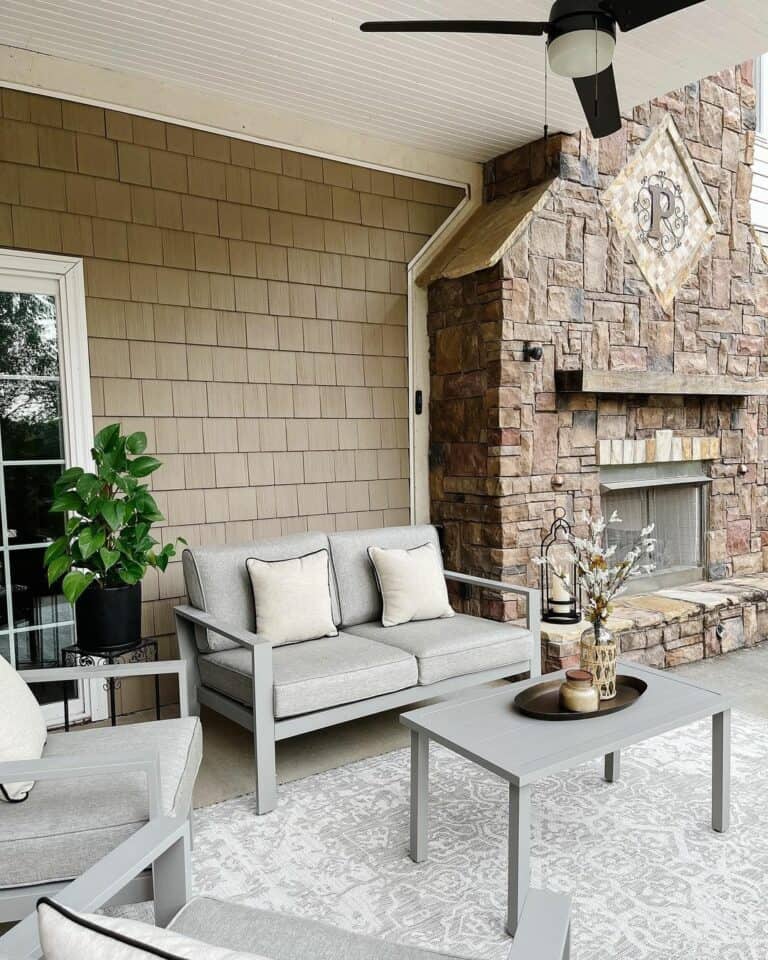 Alluring Natural Stone Patio Fireplace Ideas