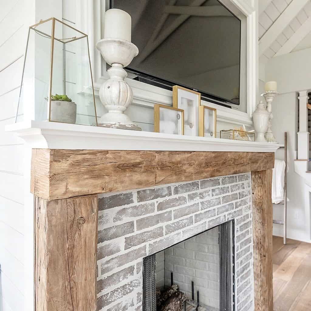 Antique Fireplace With Framed TV