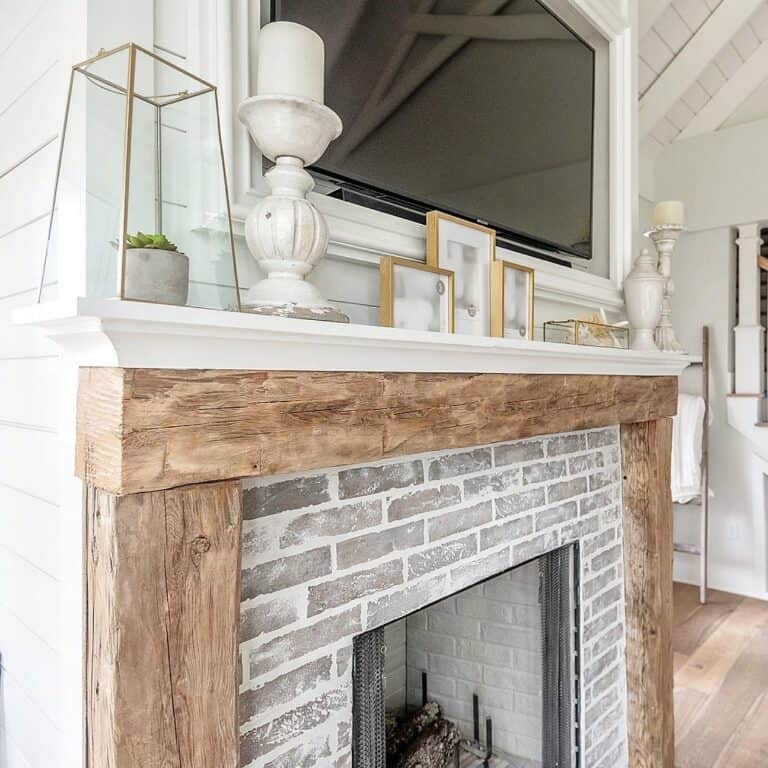 Antique Fireplace With Framed TV