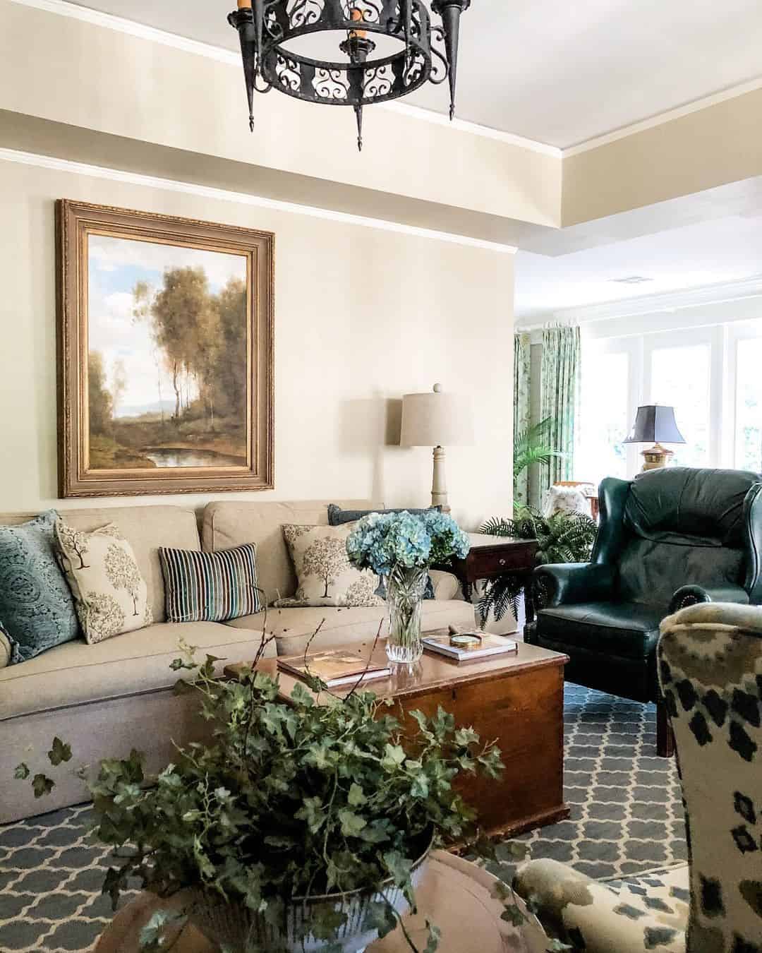 Antique Furniture on Patterned Rug Soul & Lane