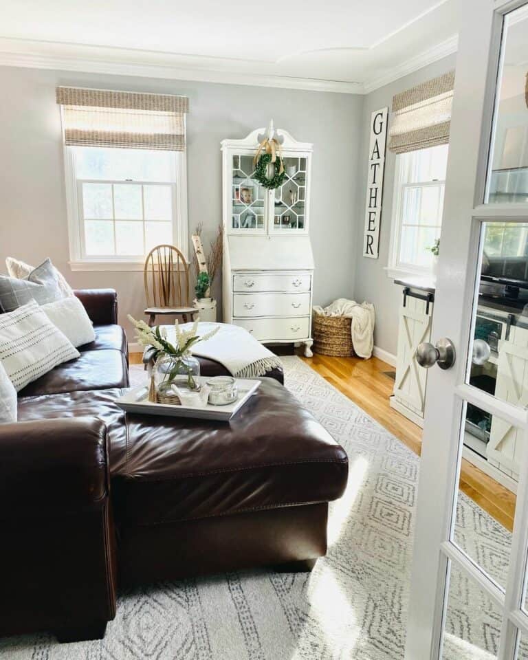 Antique White Hutch With Glass for Living Room