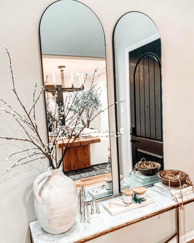 Arched Mirrors Above Elegant Console