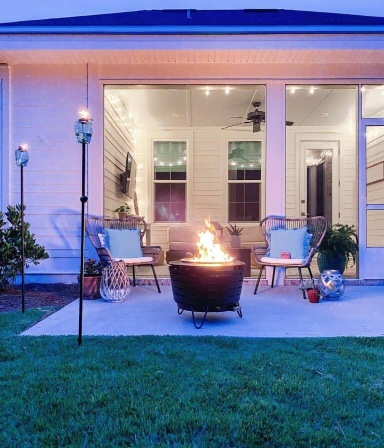 Backyard Patio With Firepit