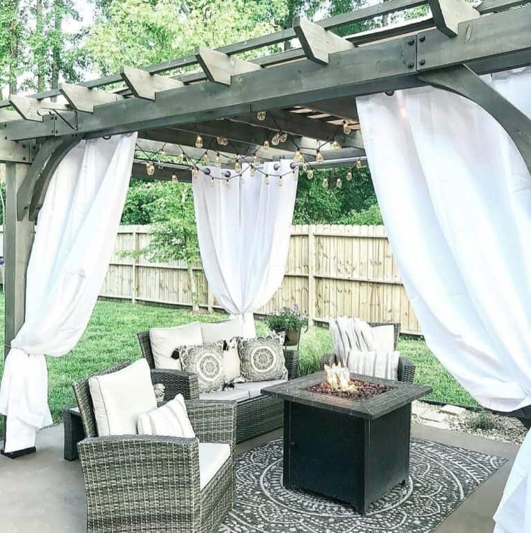 Backyard Patio With Pergola and Firepit