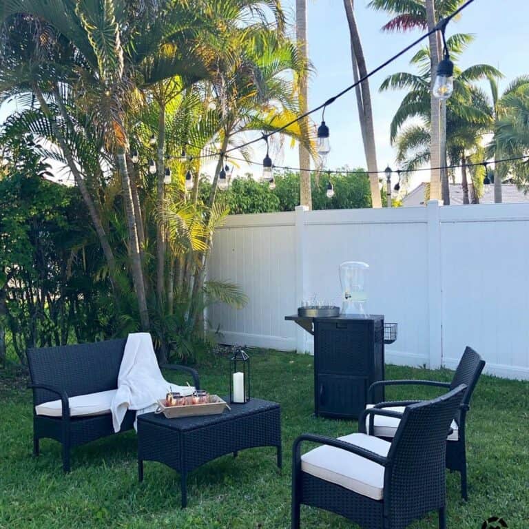 Backyard With Black Outdoor Furniture