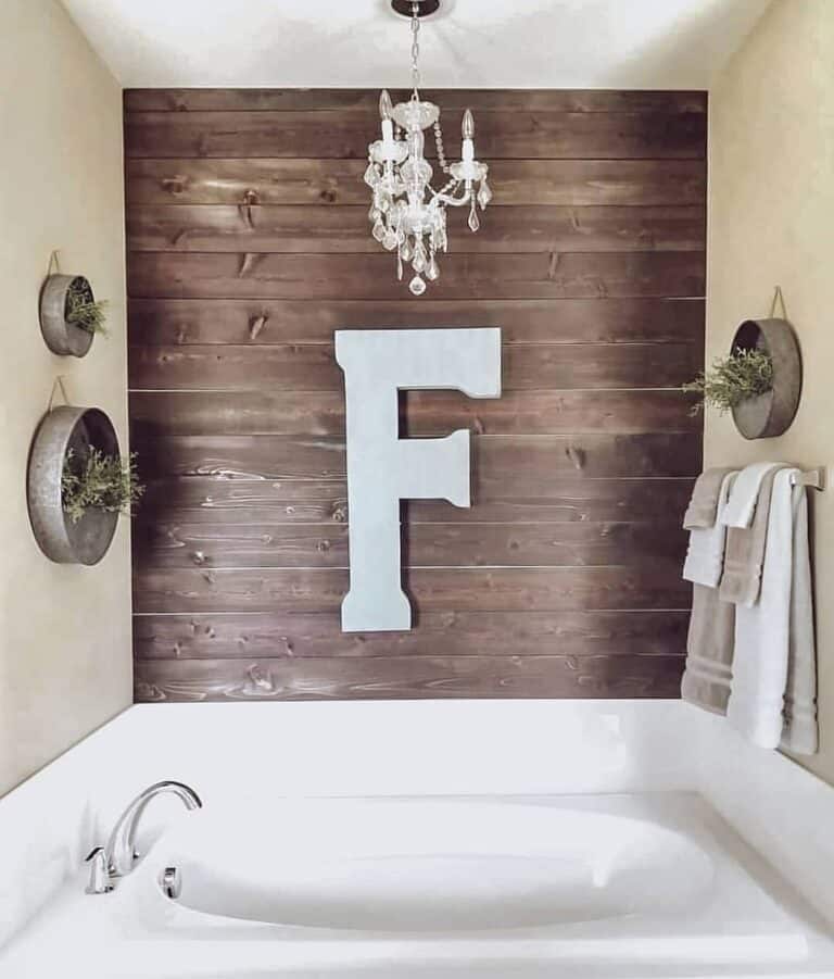 Bathroom Accent Wall With Wood Paneling