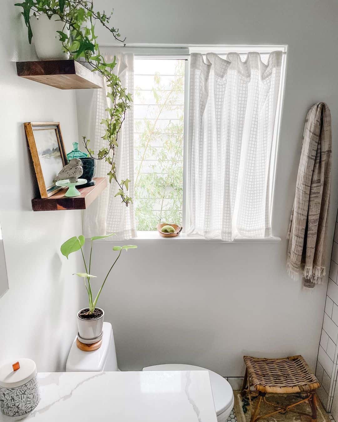 Bathroom Window Treatments With White Sheer Curtains - Soul & Lane
