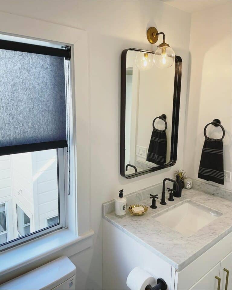 Bathroom Window With Sheer Black Shade - Soul & Lane