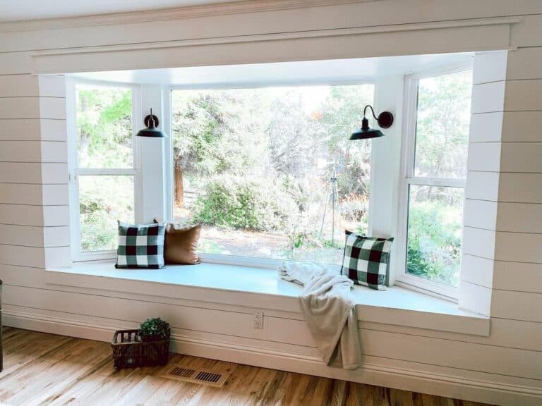 Bay Window Bench Seating Area With Shiplap