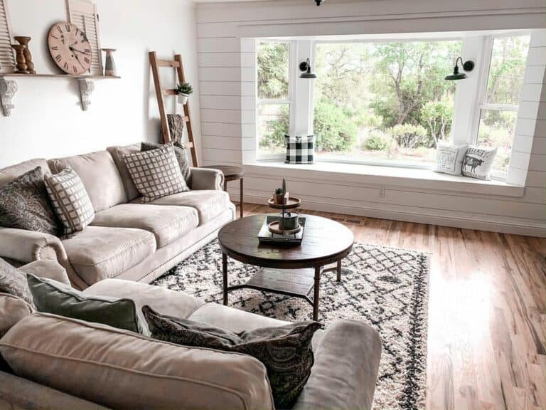 Bay Windows in a Neutral Living Room