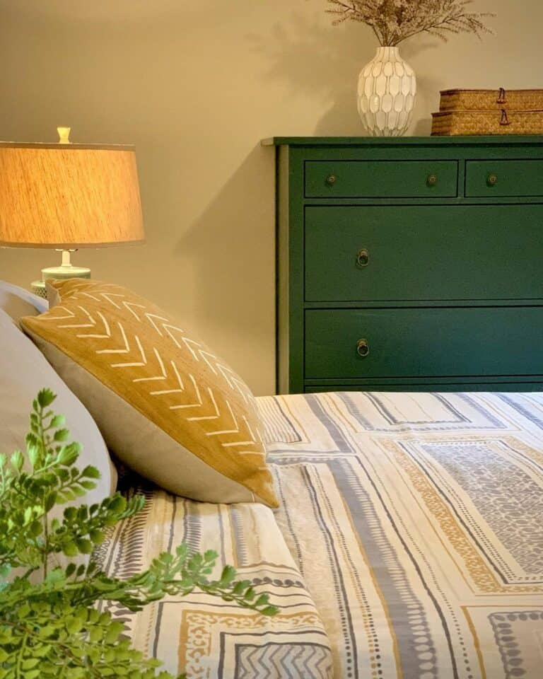 Bedroom Decked Out in Mustard-yellow Accents