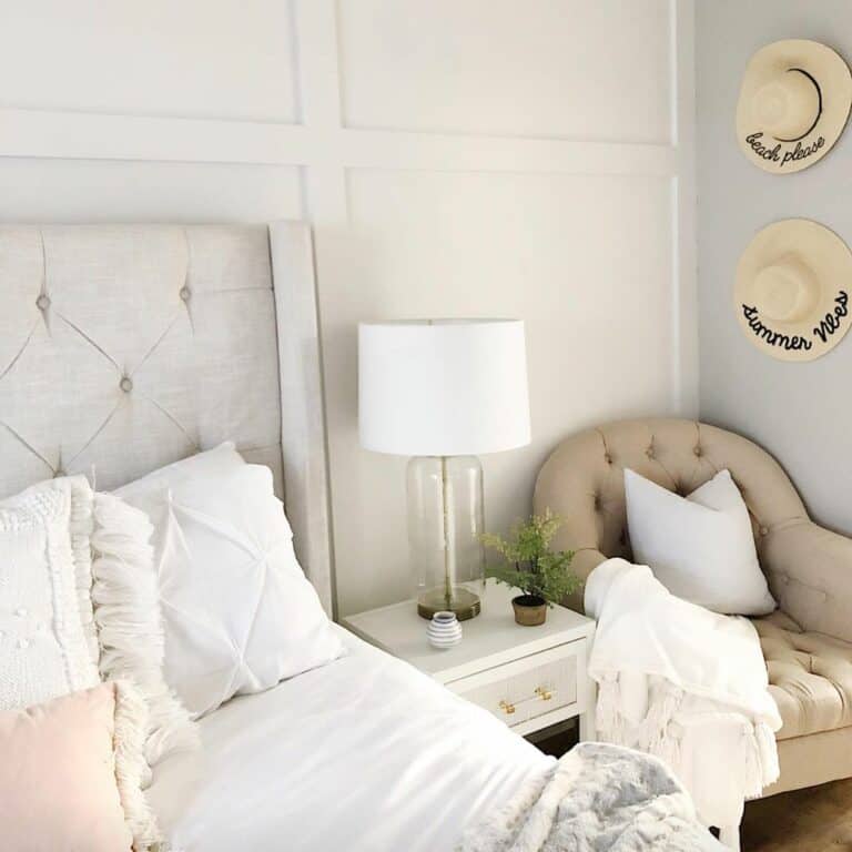 Bedroom Seating Area With Tan Armchair