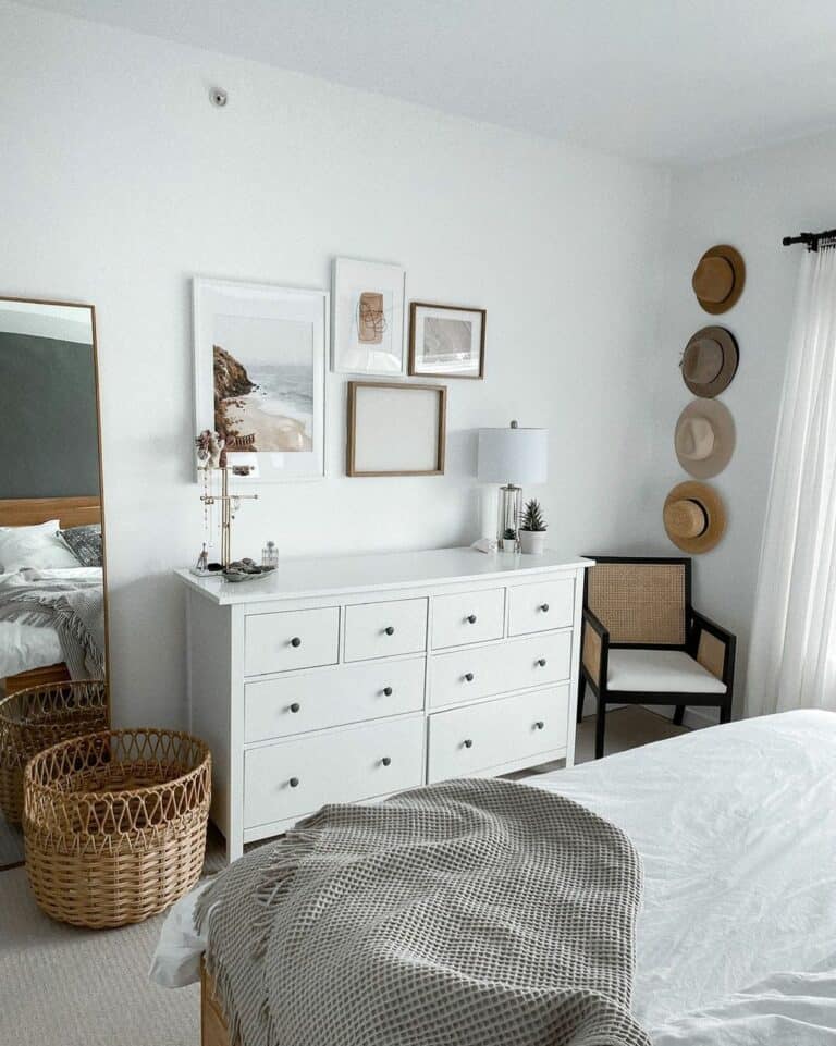 Bedroom Sitting Area With Black and Tan Cane Chair