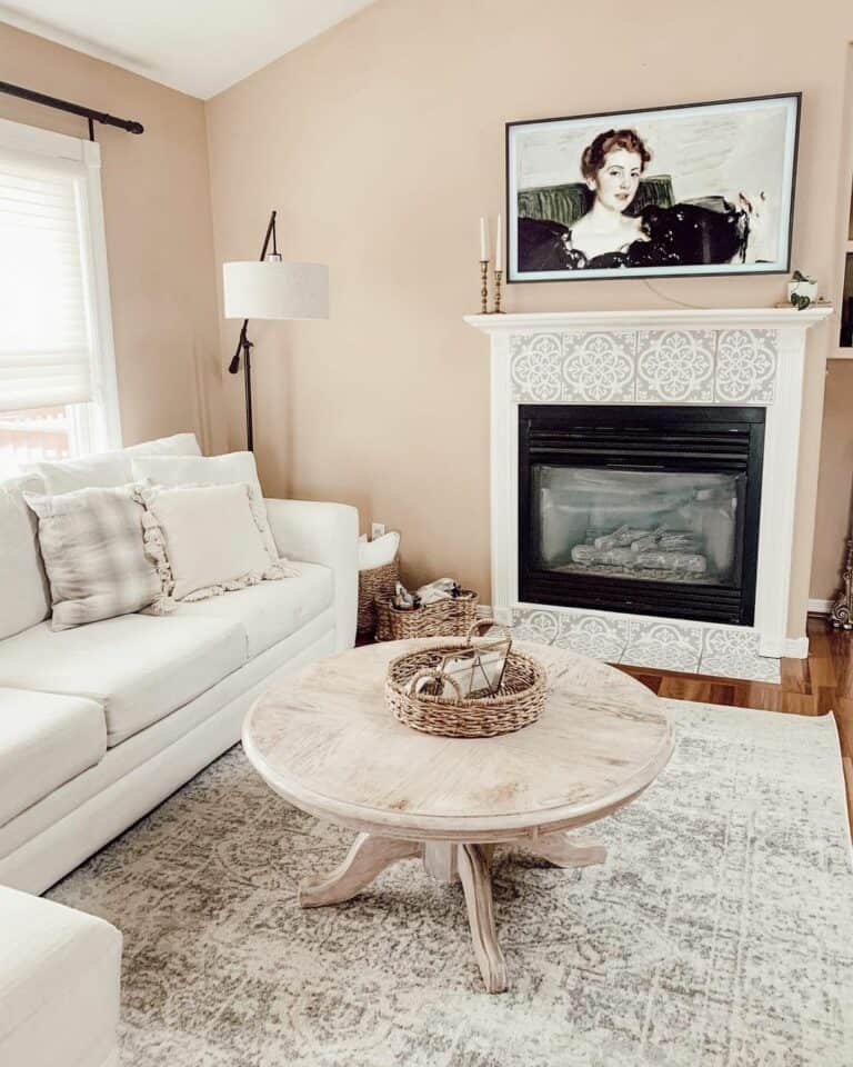 Beige Living Room With Round Table