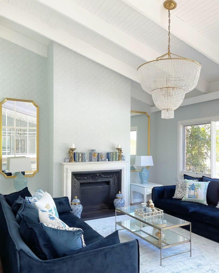 Big Living Room With Striking White Ceiling