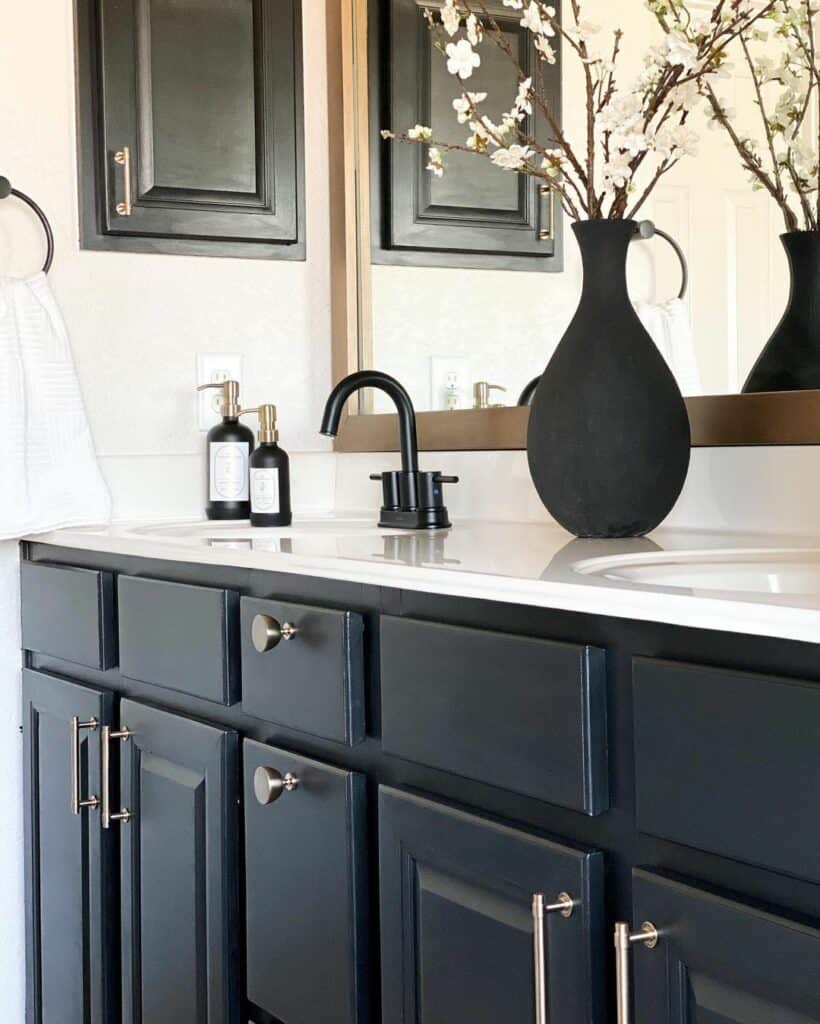 Black Bathroom Vanity With Gold Hardware Inspiration