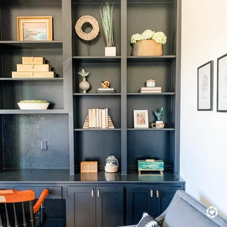 Black Built-in Shelving for a Home Office