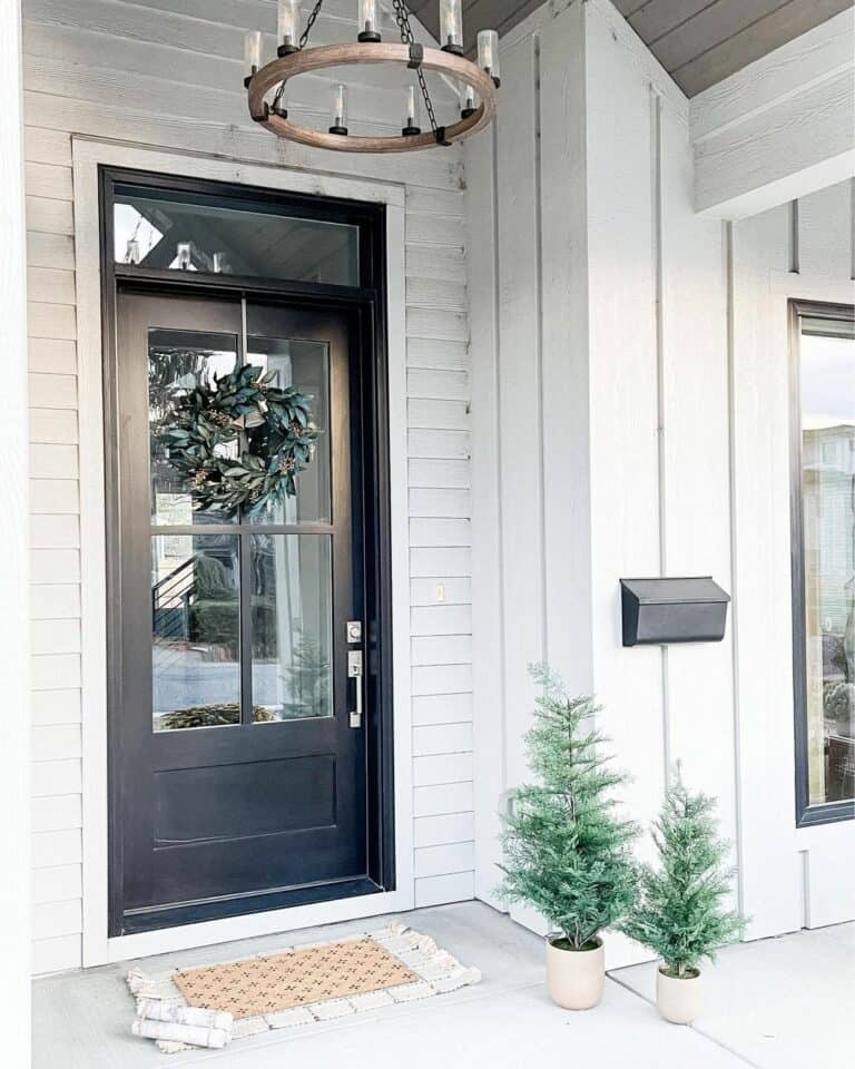 Black Door With Transom Door With Vinyl Wall