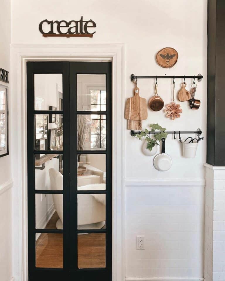 Black Double Doors With Windows and White Trim Soul & Lane
