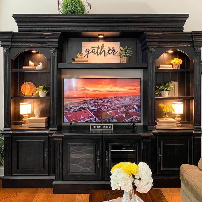 Black Entertainment Unit With Built-in Lights