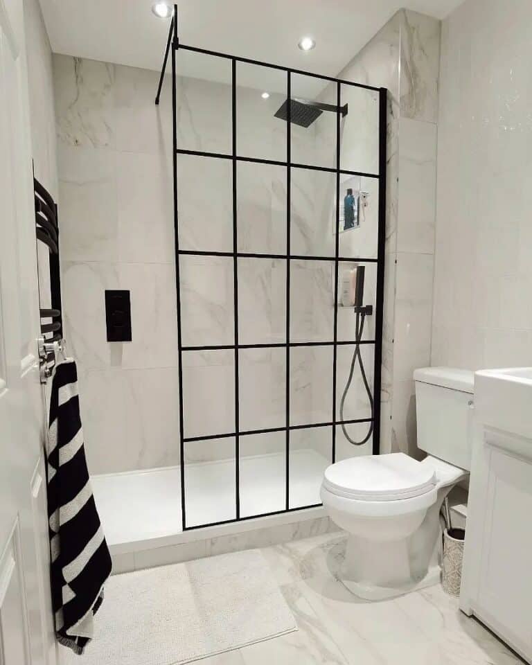 Black Frameless Shower Door With Clear Glass