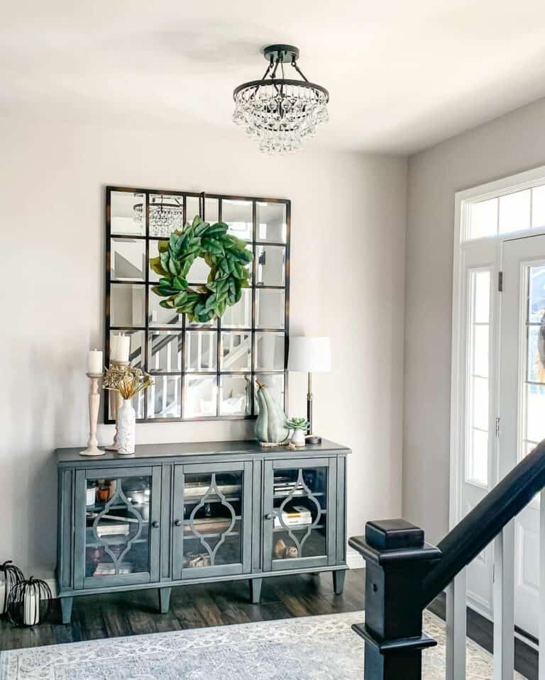Black Metal and Crystal Entryway Chandelier