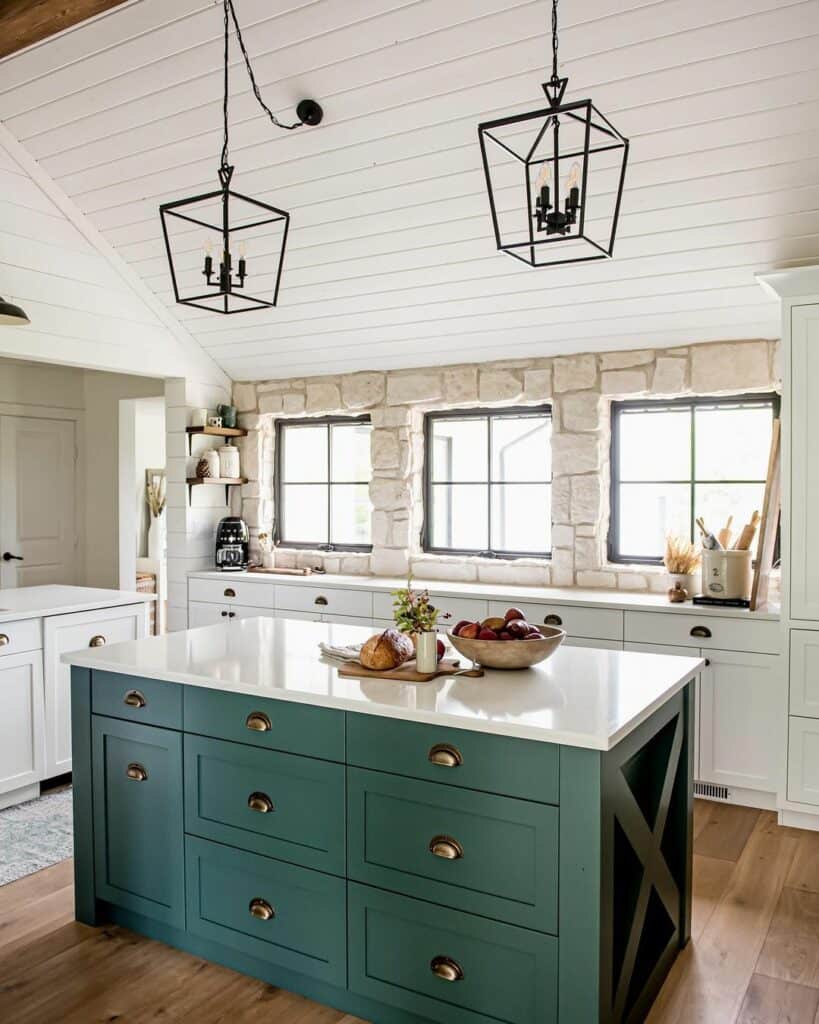 Black Pendant Light Ideas for a Sloped Shiplap Ceiling