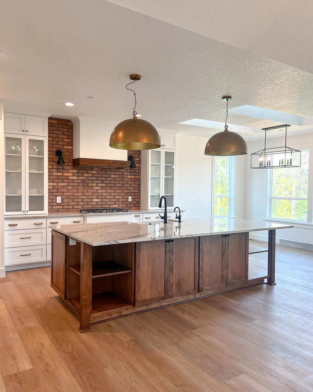 Curated visual reference: Fresh Look at Black Sconces Mounted To Brick Backsplash