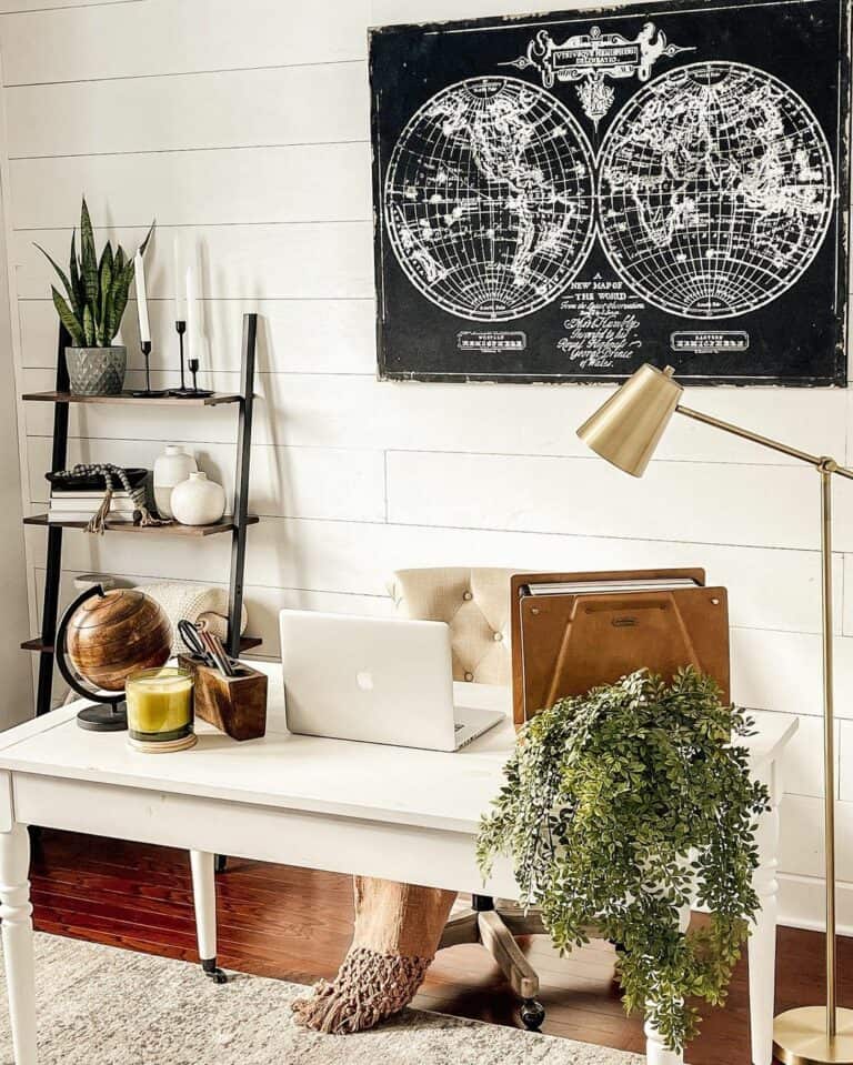 Black Shelf Ladder in Neutral Office