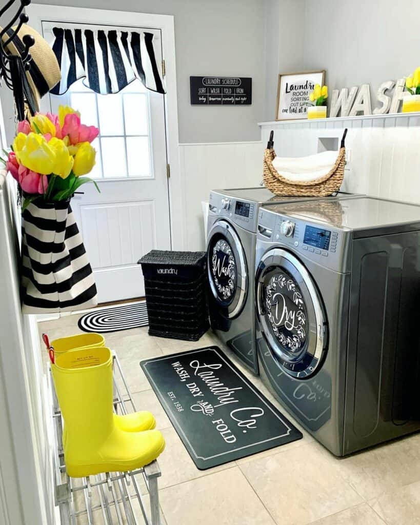 Yellow Laundry Room Decor