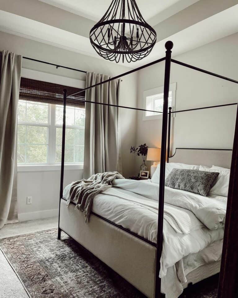 Black and Brown Bedroom With Four-poster Bed