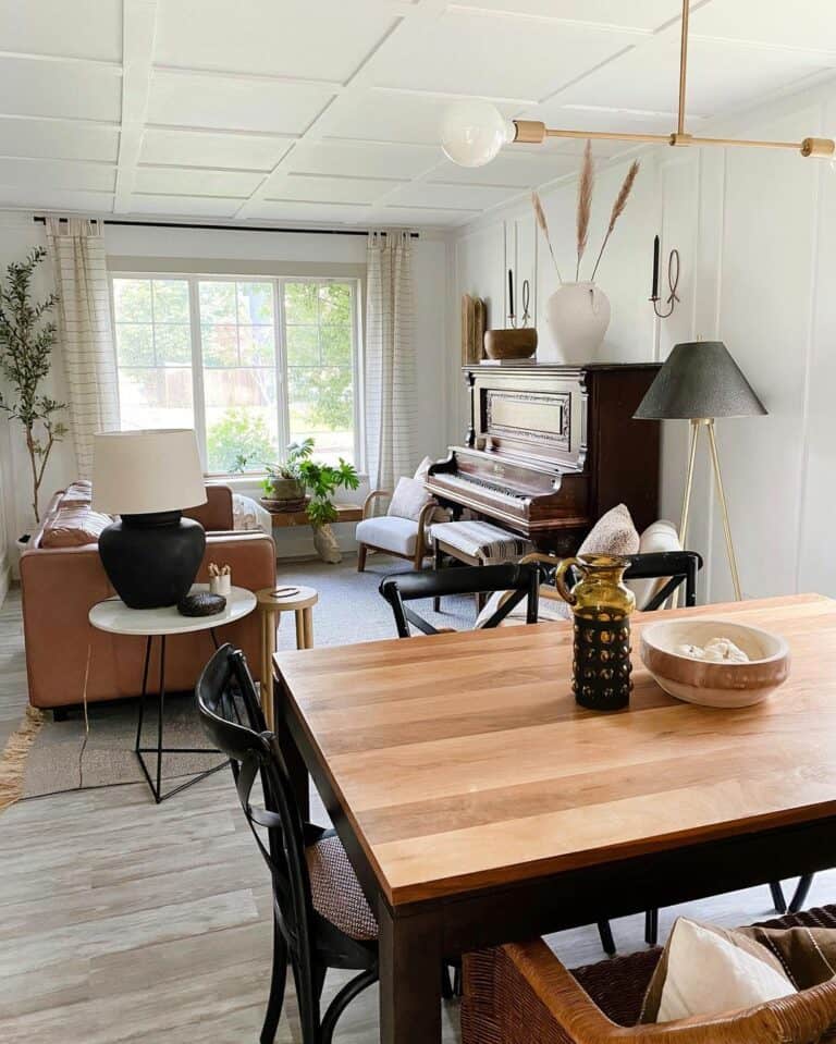 Black and Brown Living Room With Modern Accents